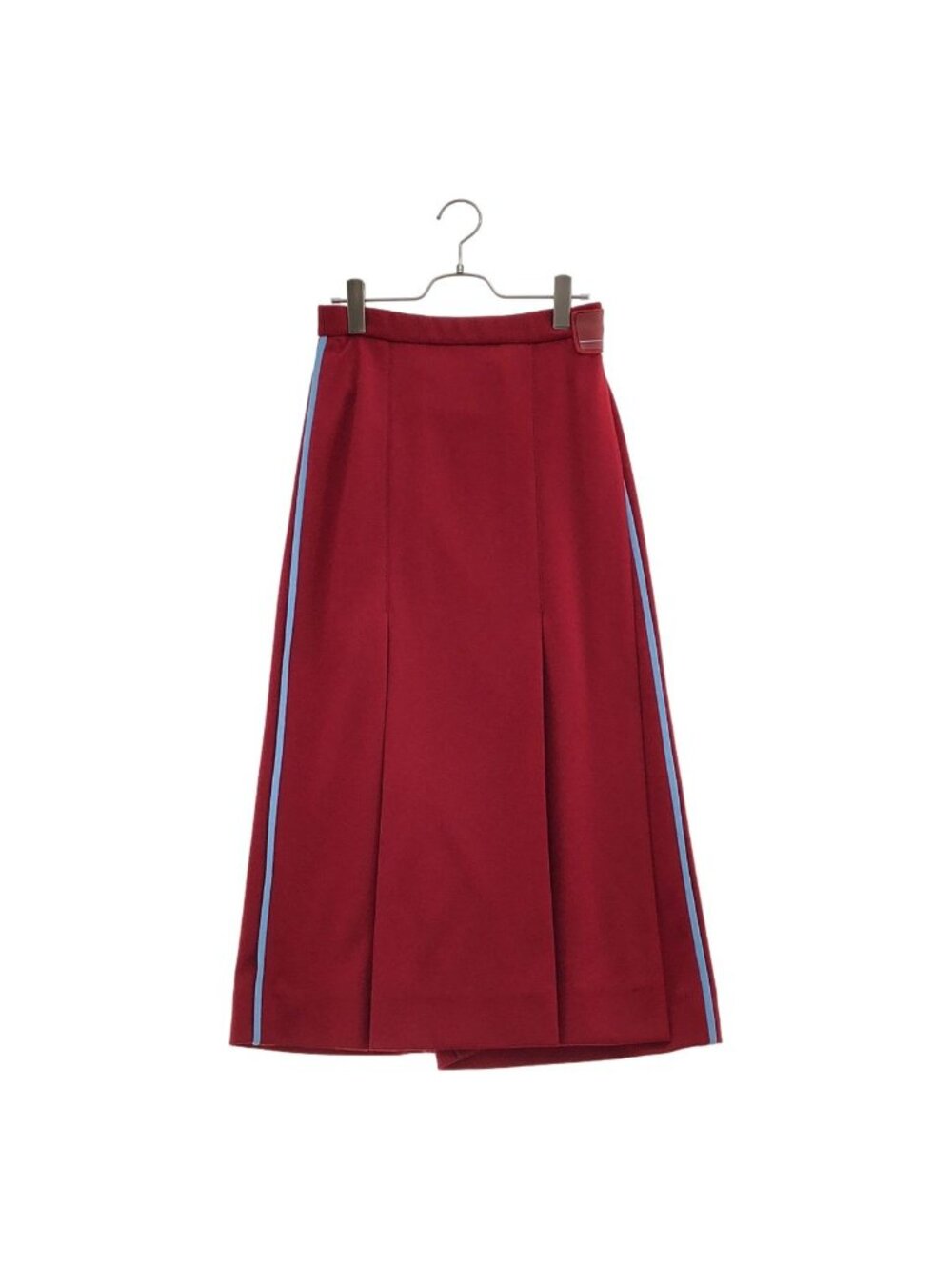 Prada Sport Rubber Patch Side Line Jersey Wrap Skirt Red 42